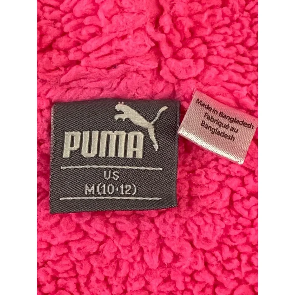 Puma Girls Gray Hoodie With Pink Logo & Sherpa Lining M (10-12) - Picture 12 of 14
